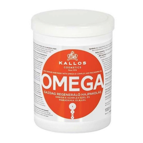 KALLOS COSMETICS Маска для интенсивного восстановления волос с маслом макадамии Omega 1000.0 mychoice nutrition рыбий жир omega 3 pro 1000 мг