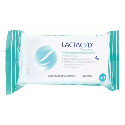 фото Lactacyd салфетки для интимной гигиены с экстрактом тимьяна 15.0