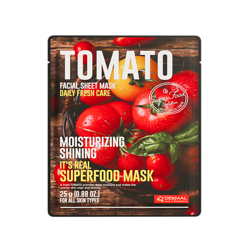 DERMAL Superfood Маска для лица  с томатом 25.0 маска для лица dermal с витамином с и коллагеном