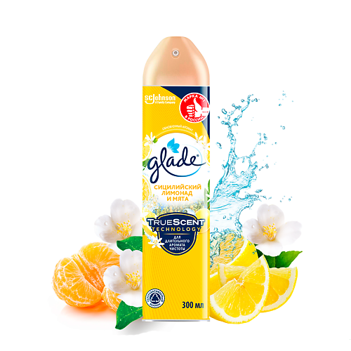 GLADE Аэрозоль Сицилийский лимонад и мята 300.0 полироль пластика astrohim лимон 335 мл аэрозоль ас 2335