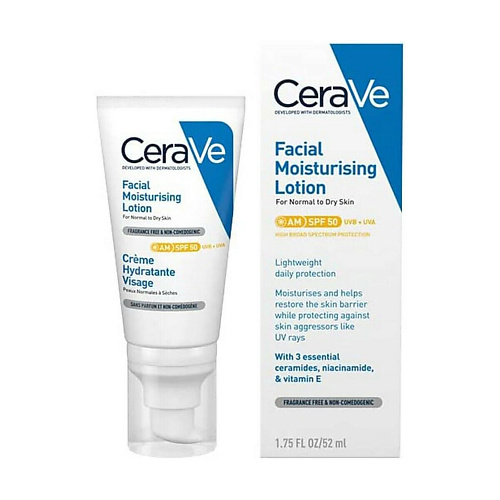 фото Cerave увлажняющий солнцезащитный крем для лица facial moisturising lotion spf 50 52.0