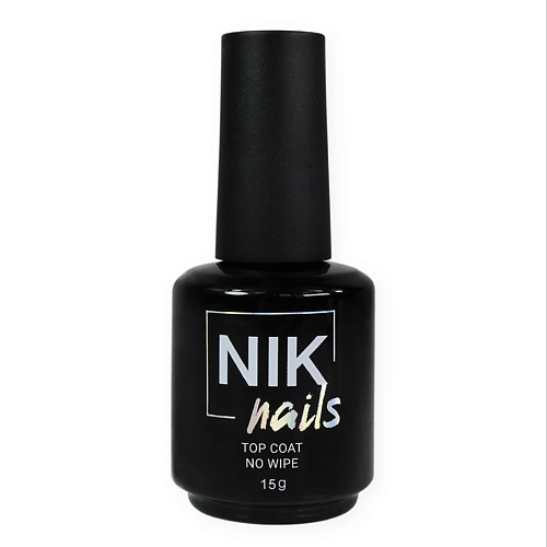 NIK NAILS Прозрачный топ для ногтей / топ без липкого слоя Top Coat no wipe 15.0 топ uno super shine без липкого слоя 15 мл