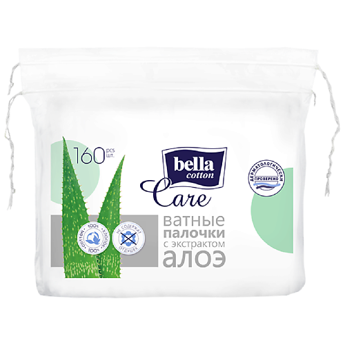 BELLA Ватные палочки с алоэ Cotton Care 160.0 ватные диски bella cotton care с экстрактом алоэ 5 упаковок по 70 шт