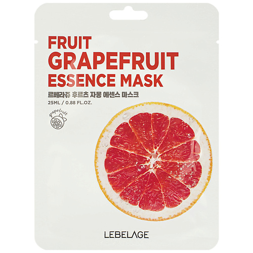 LEBELAGE Тканевая маска для лица с экстрактом грейпфрута, 25.0 destek эфирное масло грейпфрута для бани и сауны для лица для тела для волос 20