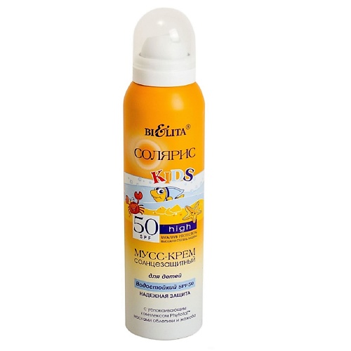 БЕЛИТА Мусс-крем солнцезащитный водостойкий для детей SPF 50  Солярис 150.0 очищающий крем мусс