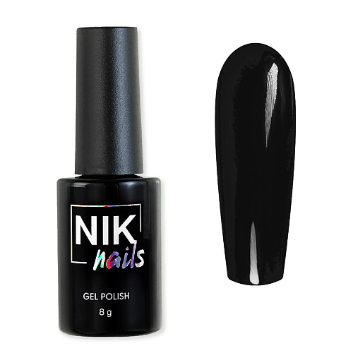 NIK NAILS Гель-лак для ногтей черный глянцевый black iva nails каучуковая база для гель лака alien glass