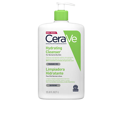 фото Cerave увлажняющий очищающий крем-гель с церамидами для нормальной и сухой кожи лица и тела 1000.0