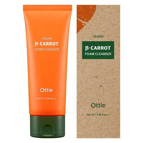 OTTIE Очищающая веган-пенка на основе органической моркови Ottie Vegan Beta-Carrot Foam Cleanser 100.0 ottie очищающая пенка с муцином улитки ottie   signature foam cleanser 120 0