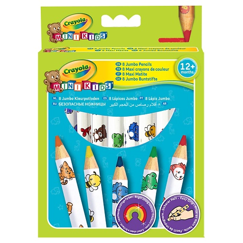 CRAYOLA Набор цветных карандашей для малышей Mini Kids Jumbo Pencils 100 наклеек для малышей зверята петушок