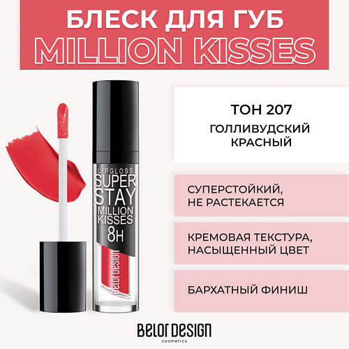 BELOR DESIGN Суперстойкий блеск для губ SUPER STAY MILLION KISSES