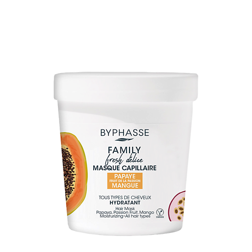 фото Byphasse маска для волос family fresh delice 2 в 1 папайя, маракуйя и манго для всех типов волос 250.0