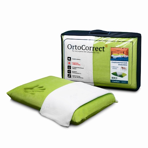 ORTOCORRECT Подушка под голову анатомическая Comfort с эффектом памяти ortofix подушка ортопедическая с эффектом памяти для сна классика под шею анатомическая
