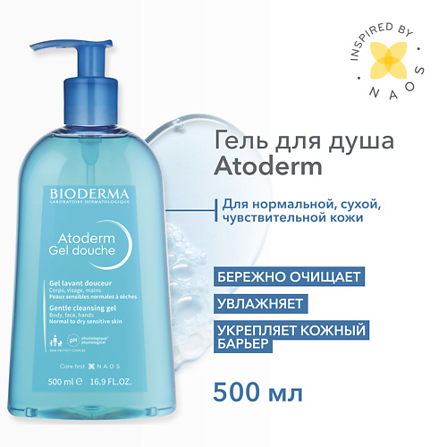 BIODERMA Мягкий очищающий гель для душа для нормальной, сухой и атопичной кожи Atoderm 500.0