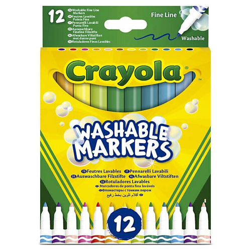 CRAYOLA Смываемые фломастеры с тонким пером Washable Markers 12.0