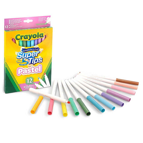 CRAYOLA Смываемые пастельные фломастеры Super Tips Pastel 12.0