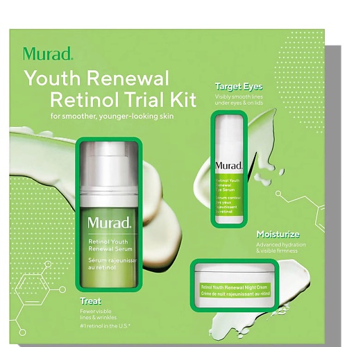 MURAD Мини-набор Youth Renewal Retinol: Сыворотка для лица, сыворотка для век, ночной крем для лица MPL311132