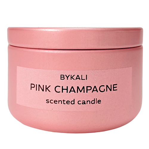 цена Свеча BYKALI Свеча ароматическая Розовое шампанское с деревянным фитилем в металлической банке