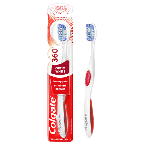 

COLGATE Зубная щетка 360 OPTIC WHITE средняя, Зубная щетка 360 OPTIC WHITE средняя