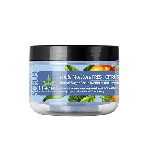 HEMPZ Скраб сахарный для тела Тройное Увлажнение /Triple Moisture Fresh Citrus Herbal Sugar Scrub 176.0