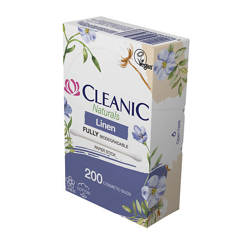 Ватные палочки CLEANIC Naturals Linen Ватные палочки гигиенические в бумажной прямоугольной коробке