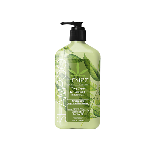 фото Hempz шампунь здоровые волосы чайное дерево и ромашка /tea tree & chamomile herbal shampoo 500.0