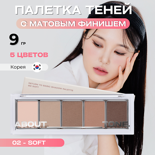 фото About tone палетка матовых теней для век return to basic shadow palette