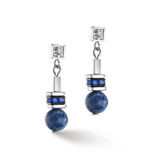 Серьги COEUR DE LION Пусеты Atlantis Sphere Blue-Silver