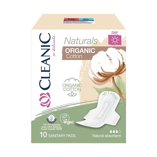  CLEANIC Naturals Organic Cotton Гигиенические прокладки день 10.0