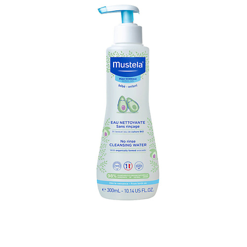 Уход за кожей для детей MUSTELA Очищающая вода с экстрактом авокадо No-Rinse Cleansing Water, для тела и лица 300.0