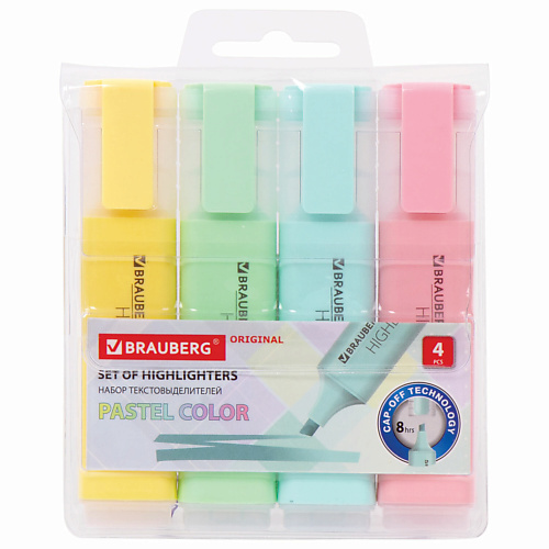 BRAUBERG Набор текстовыделителей BRAUBERG ORIGINAL PASTEL