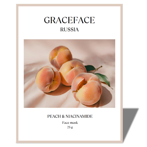 Маска для лица GRACE FACE Тканевая маска для лица  увлажняющая с экстрактом персика и ниацинамидом