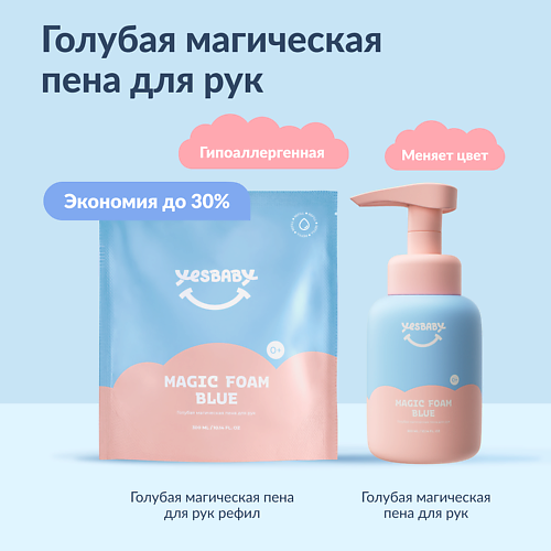 цена Мыло жидкое YESBABY Набор Голубая магическая пена для рук детское MAGIC FOAM BLUE и рефил 600мл