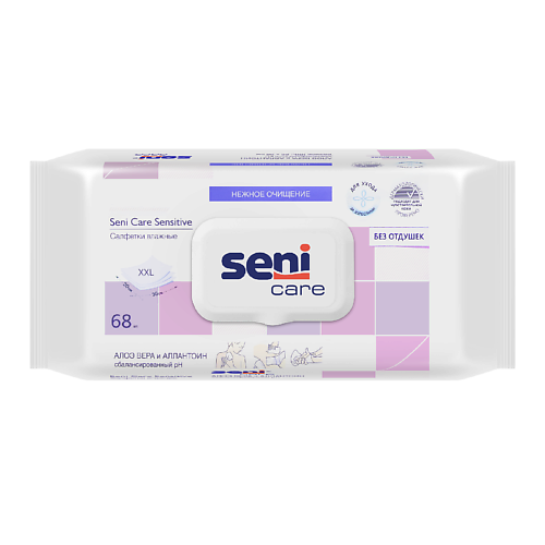 SENI CARE: Салфетки влажные sensitive с алоэ вера и аллантоином 68.0