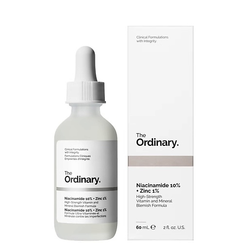 THE ORDINARY Балансирующая сыворотка Niacinamide 10% + Zinc 1%, против несовершенств 60.0