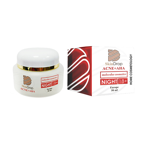 SKINDROP Ночной крем для лица обновляющий Acne+AHA 50 derma e пенка для лица с салициловой кислотой acne deep pore cleansing wash