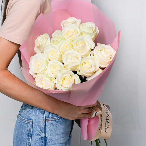 ЛЭТУАЛЬ FLOWERS Букет из белоснежных роз 15 шт. (40 см) лэтуаль flowers композиция из мыла лавандовый каприз