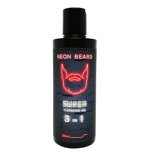 NEON BEARD Супер-очищающий гель для лица и бороды RED NEON  - Сандал 200.0 synergetic натуральный биоразлагаемый гель для душа сандал и ягоды можжевельника 750