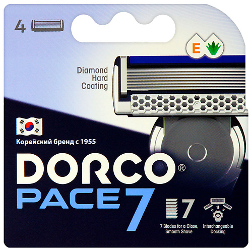 DORCO Сменные кассеты для бритья PACE7, 7-лезвийные сменные кассеты gillette venus breeze cо встроенными полосками с гелем для бритья 2 шт