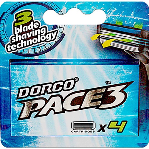 DORCO Сменные кассеты для бритья PACE3, 3-лезвийные dorco сменные кассеты для бритья pace6 plus 6 лезвийные с триммером