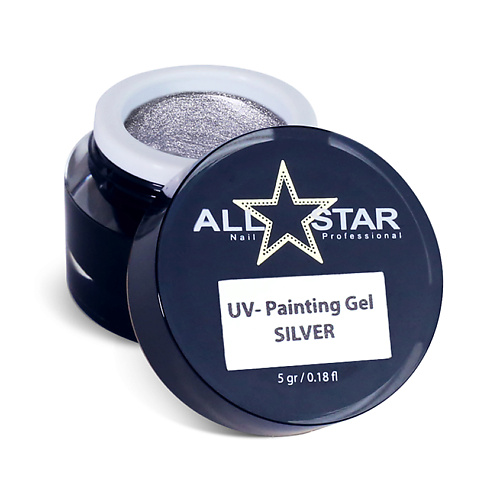 Гель-краска для ногтей ALL STAR PROFESSIONAL Гель-краска, без липкого слоя, UV-Painting Gel Black глиттер гель gel pixel all star 01 серебро 5 г