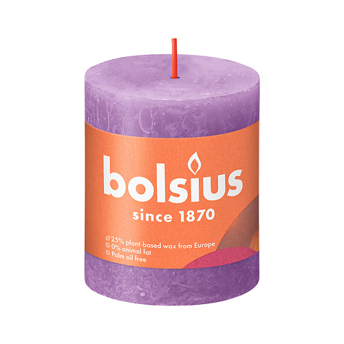 BOLSIUS Свеча рустик Shine яркий фиолет 260 bolsius подсвечник bolsius сandle accessories 75 70 для чайных свечей