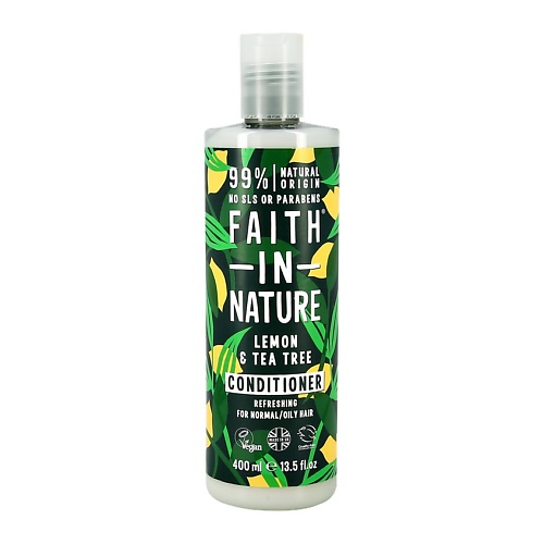 фото Faith in nature кондиционер для волос освежающий с маслами лимона и чайного дерева (для нормальных и жирных волос)