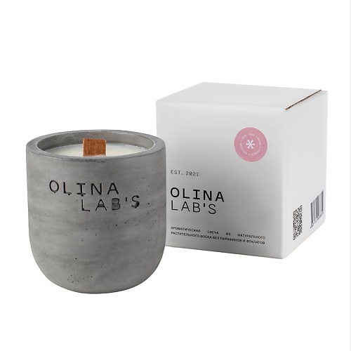 OLINALAB'S Свеча ароматическая в бетонном стакане  Oud tree rose cumin vetiver 200 immerse ароматическая свеча single malt 110