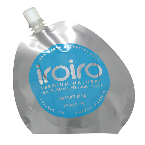IROIRO Семи-перманентный краситель для волос 60 LIGHT BLUE Голубой обесцвечивающий порошок для волос microgranules blue 30 г
