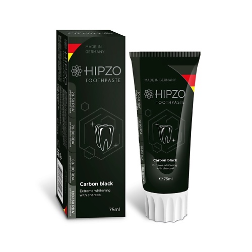 HIPZO Зубная паста КАРБОН БЛЭК экстра-отбеливающая с углем 75 waterdent жидкость для ирригатора отбеливающая