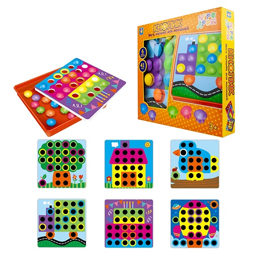 1TOY Мозаика для малышей Кнопик, 41 кнопка колобок 1 кнопка с песенкой формат 165х190мм объем 10 карт стр в кор 36шт