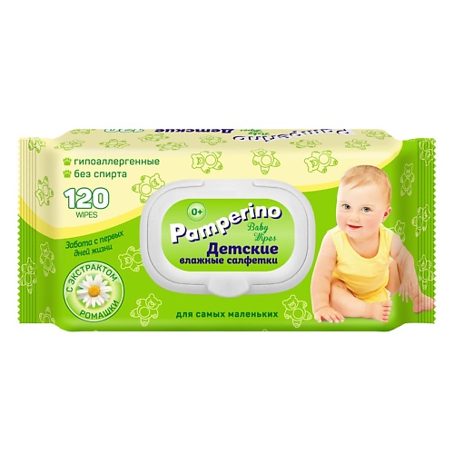 PAMPERINO Детские влажные салфетки для самых маленьких 3.0 свежая нота влажные салфетки детские 0 ультрамягкие с экстрактом алоэ и витамином e 1