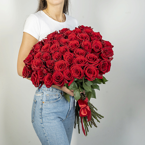 ЛЭТУАЛЬ FLOWERS Букет из высоких красных роз Эквадор 45 шт. (70 см) букет подсолнух премиум 9х29 см жёлтый