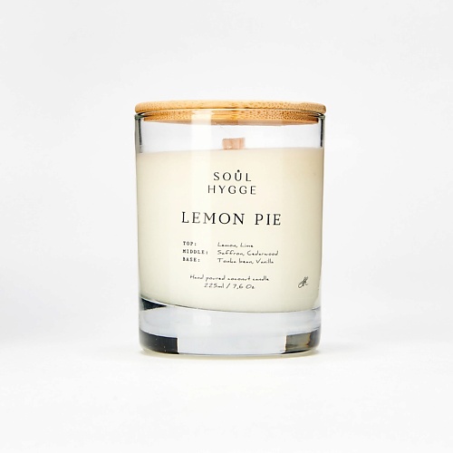 SOUL HYGGE Ароматическая свеча LEMON PIE с деревянным фитилем 225 tkano свеча ароматическая lemon mandarin