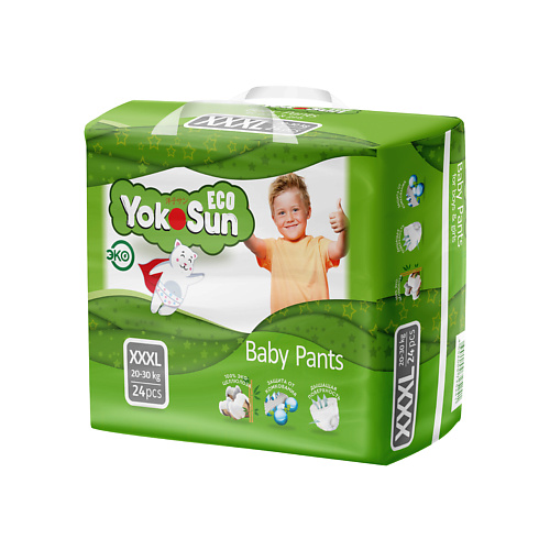 YOKOSUN Детские подгузники-трусики Eco размер XXXL (20-30 кг), 24шт. 0.0041 pikool подгузники трусики l 11 16 кг 54 0